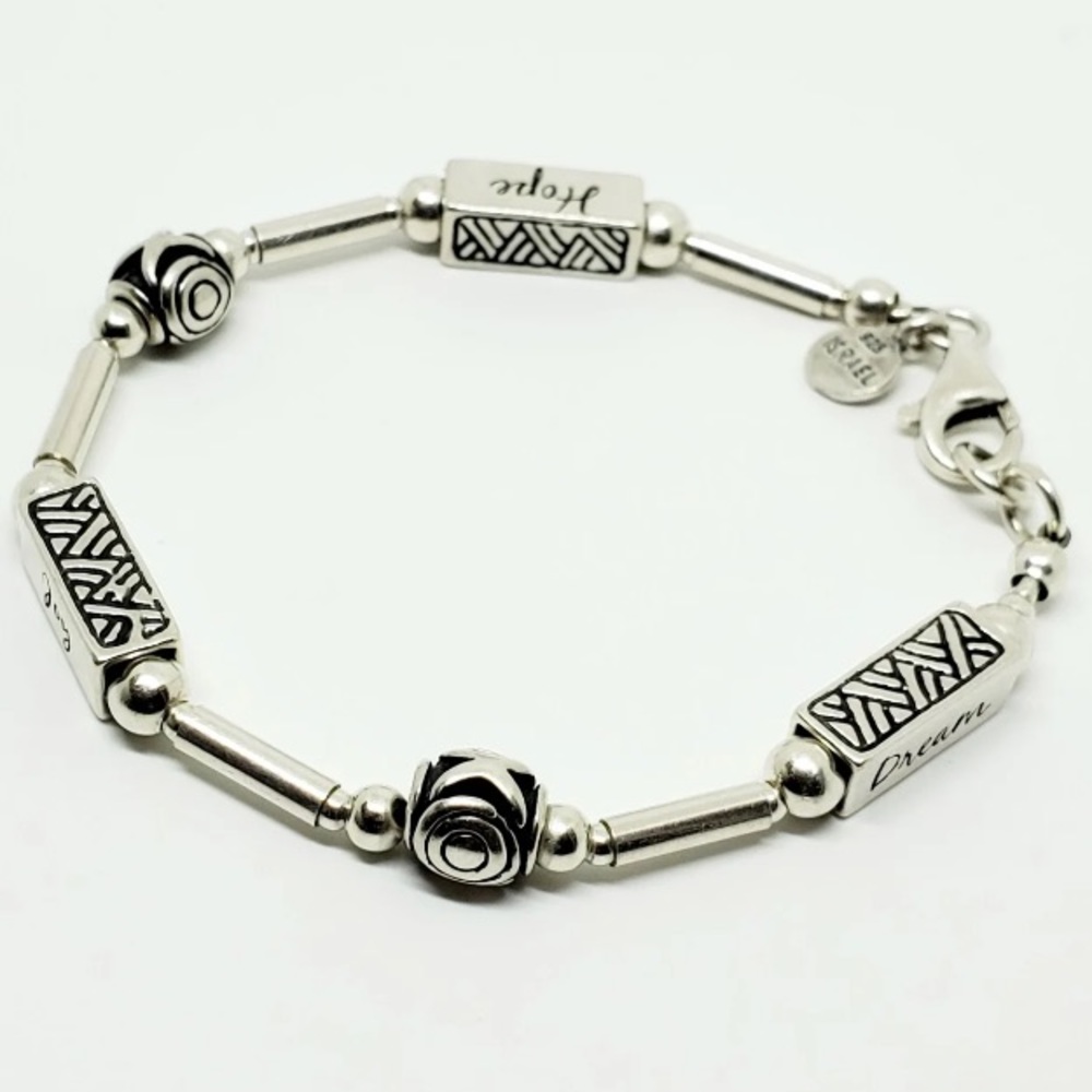 Vintage Silpada Sterling Silver Engraved “Joy Hope Dream” Bracelet B1913